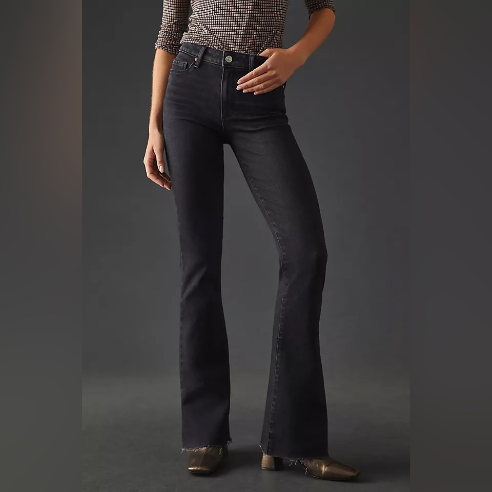 Paige High-Rise Laurel Canyon - Black Flare Jeans (30)